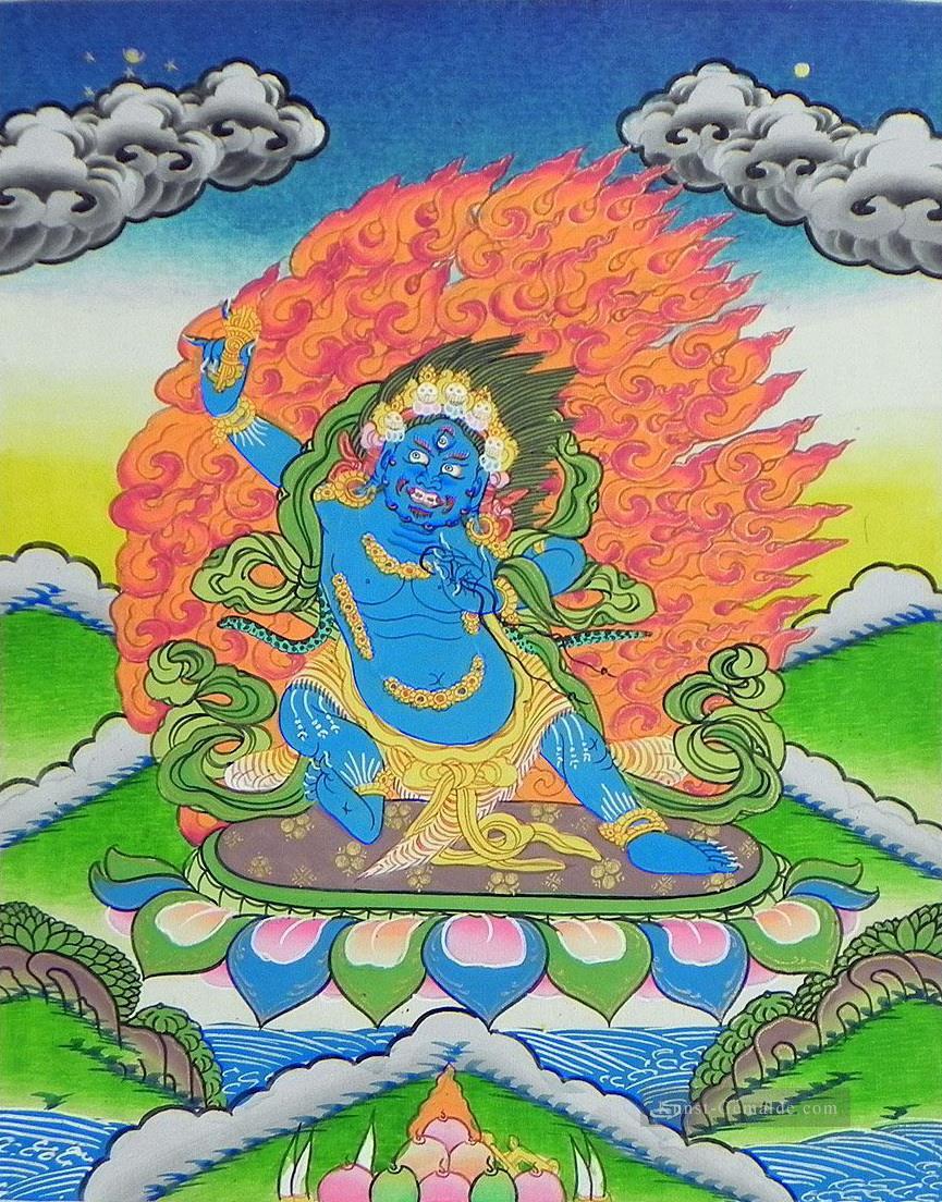 Blauer Mahakal Thangka Buddhismus Ölgemälde